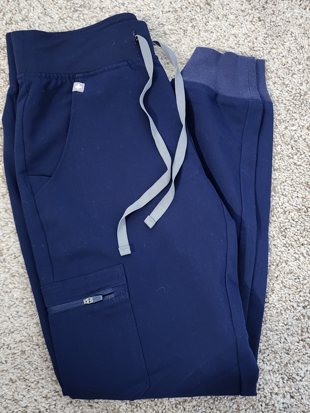 Figs Women's Navy Drawstring Jogger with Zip Cargo Scrub Pant